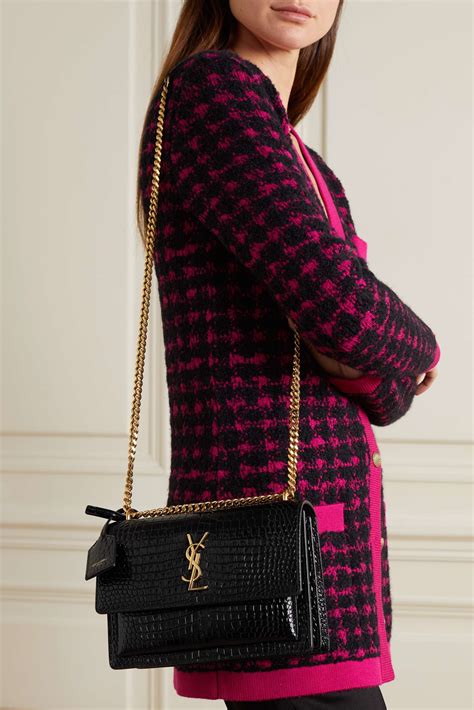 ysl sunset bag croc medium|ysl sunset medium bag review.